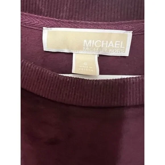 Women's Michael Kors Burgundy Velour Sweatshirt Size S - Picture 4 of 5